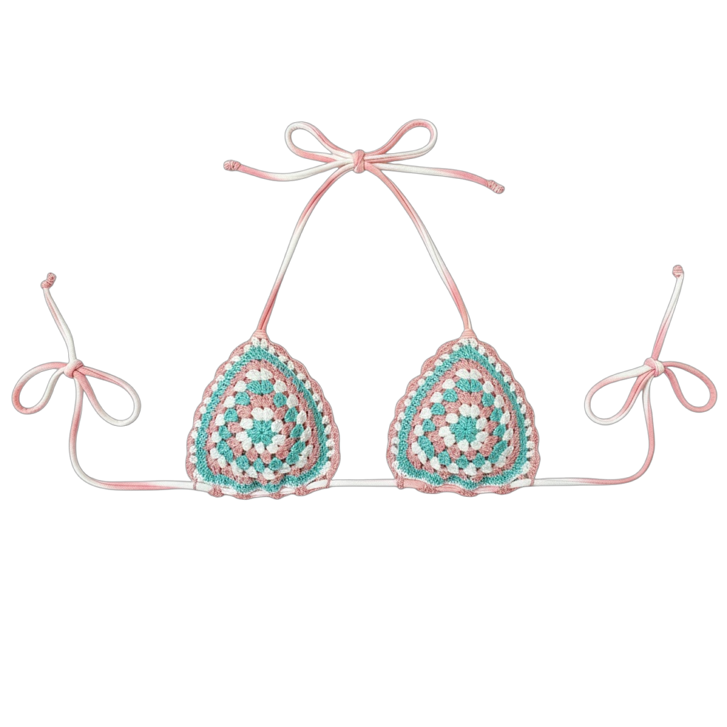 Ballet Blue Granny Square Bikini Top