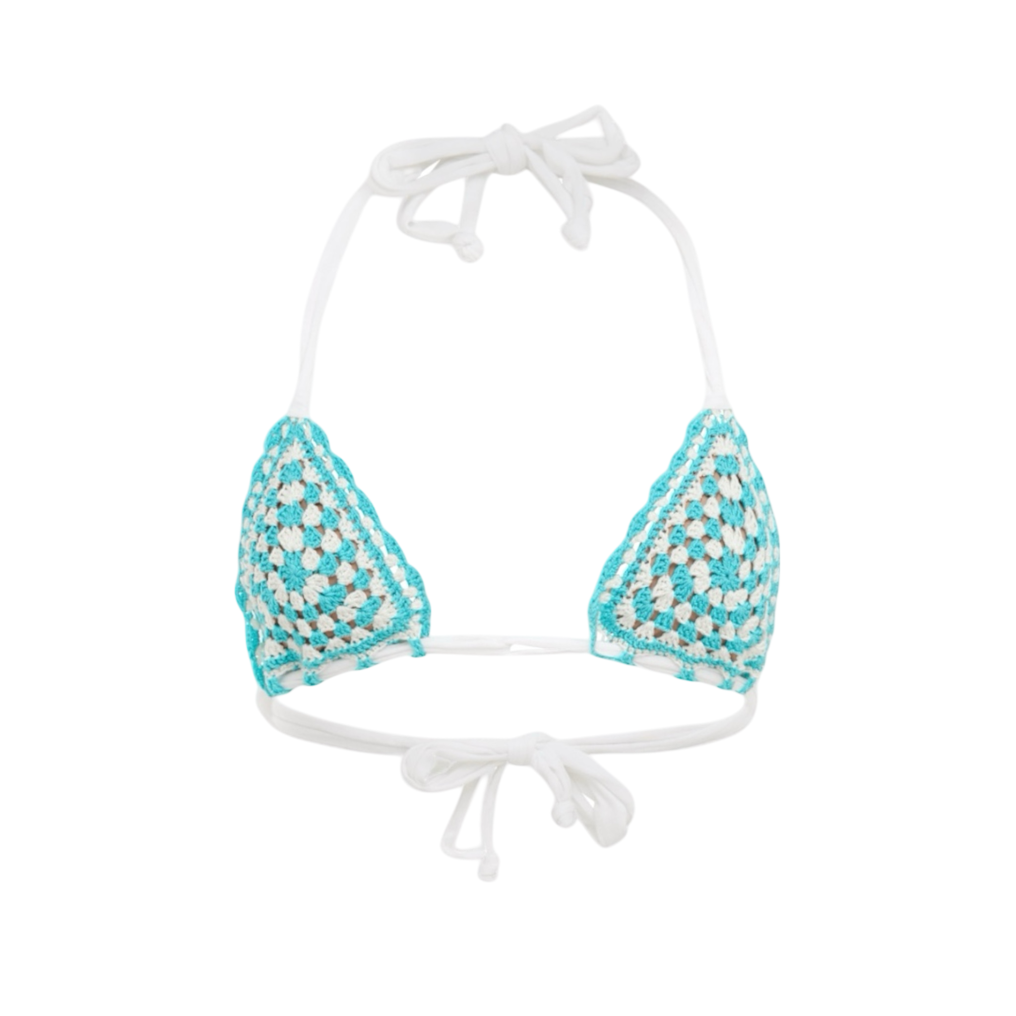 Azure Granny Square Bikini Top