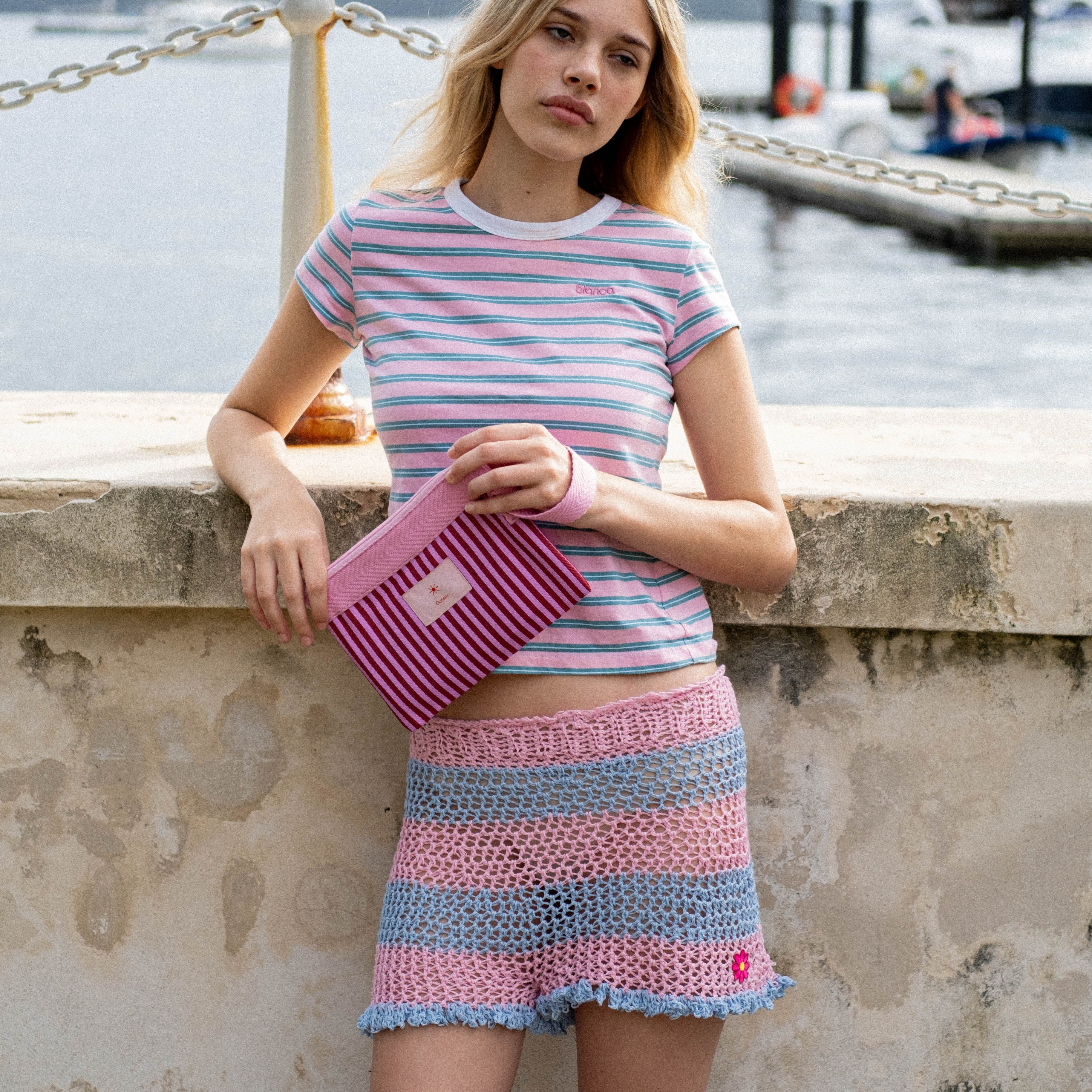 Stripe Crochet Shorts