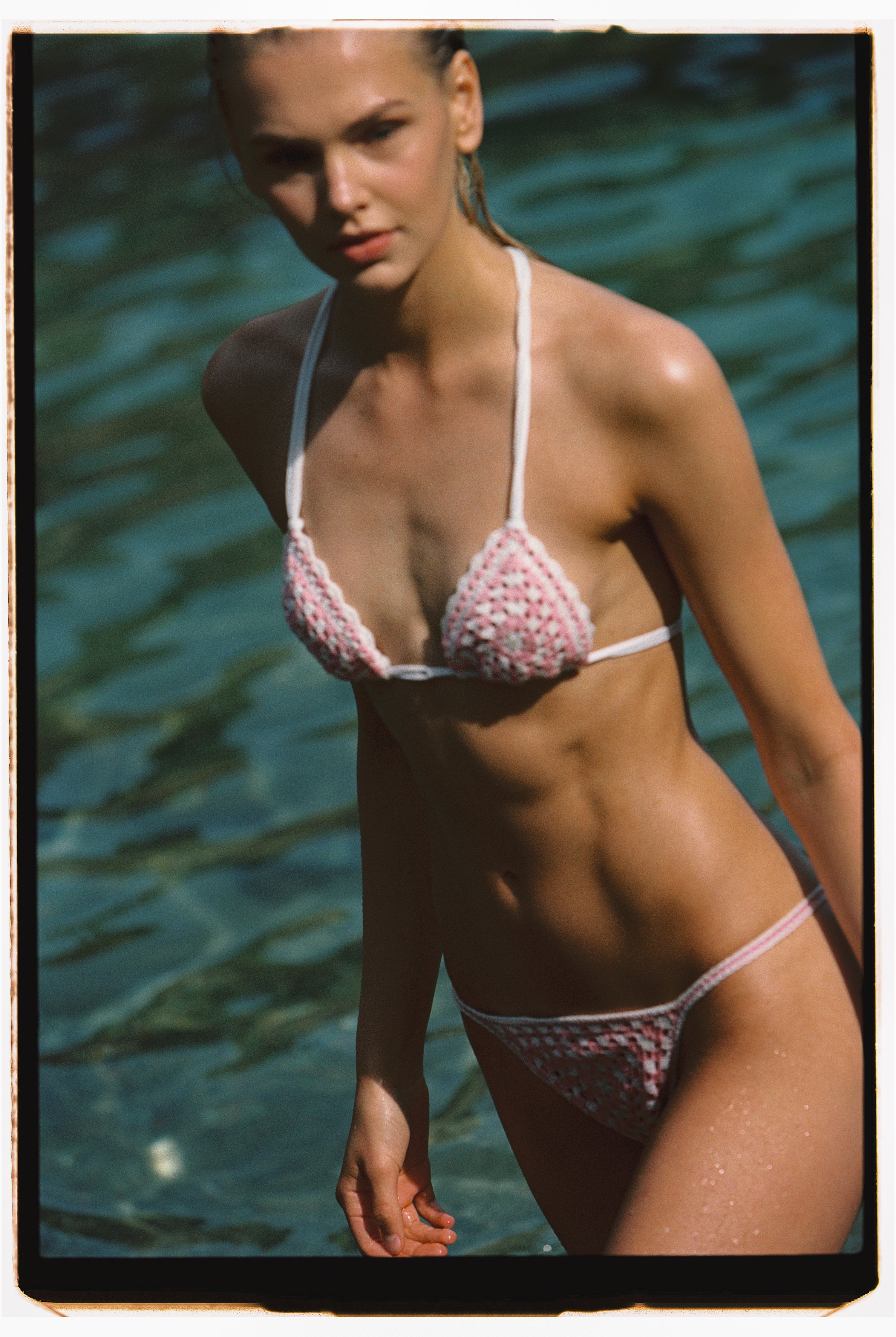Pale Pink Granny Square Bikini Bottom